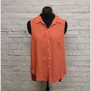 Hollister Pink Sleeveless Notched Collar Blouse